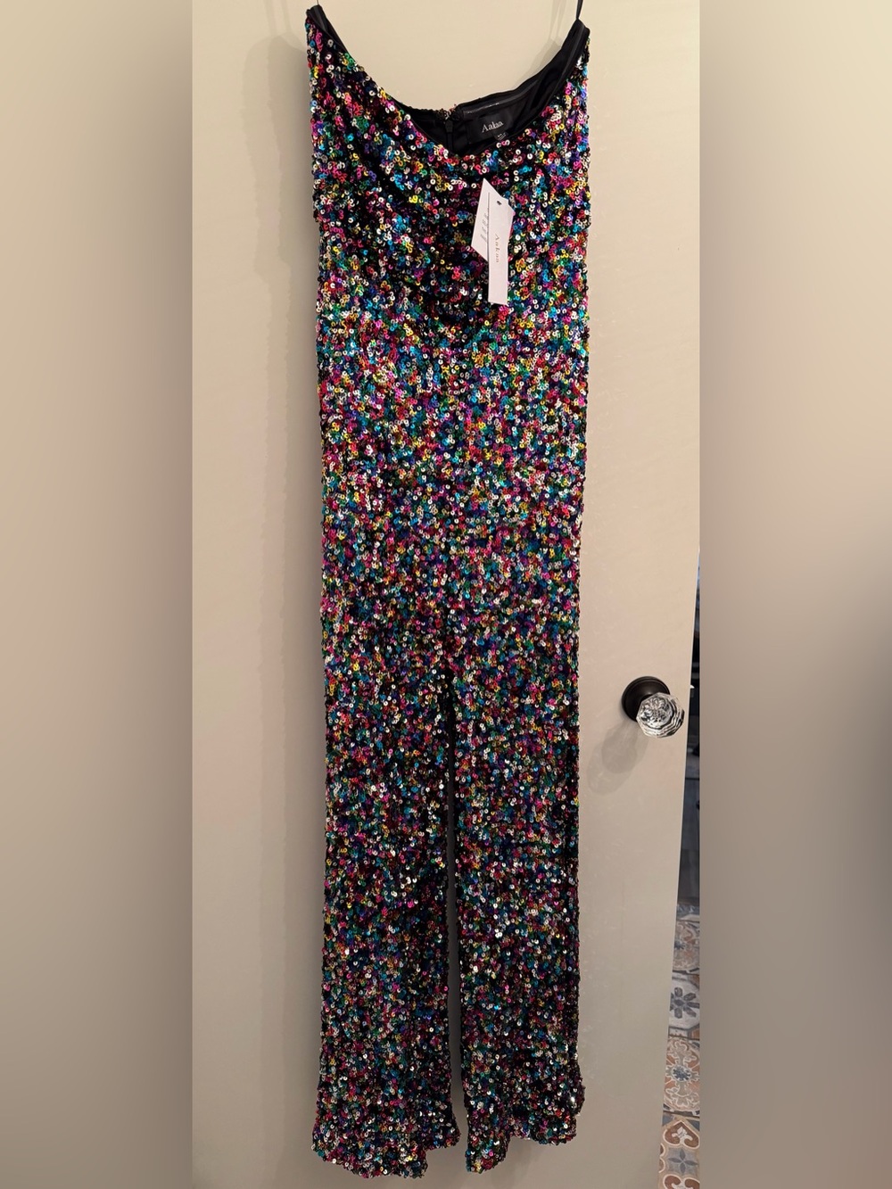 Aakaa Multicolor Sequin Wide-Leg Jumpsuit NWT